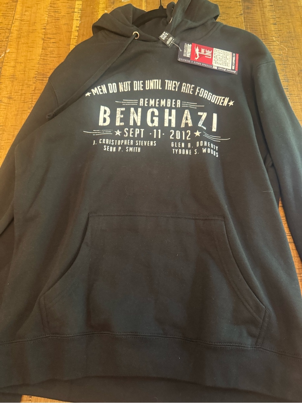 Nine Line Medium Remember Benghazi Black Pullover Hoodie